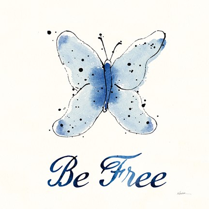 Framed Independent Blooms Blue VII Print