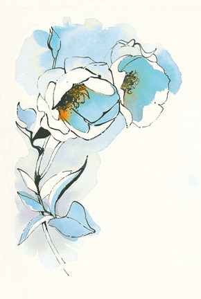 Framed Carols Roses II Blue Print