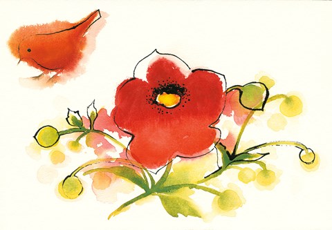 Framed Flores Rojas III Print