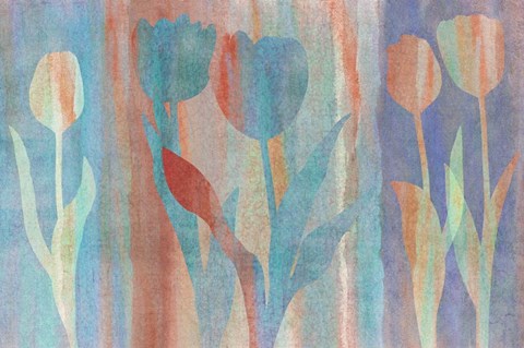 Framed Dancing Tulips Blue Pink Print