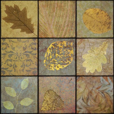 Framed Golden Leaves Nine-Square Print