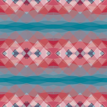 Framed Ethnic Pattern Red Blue Print