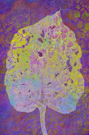 Framed Leaf Lemon on Violet Print