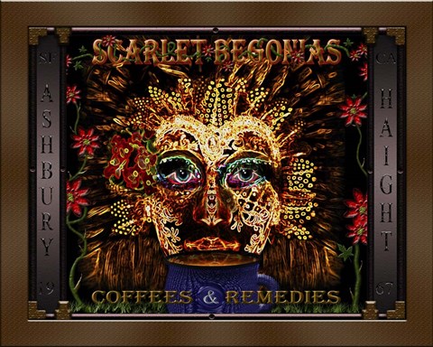 Framed Scarlet Begonias Coffee &amp; Remedies Print
