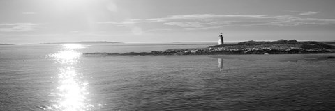 Framed Lighthouse Sound Black and White Crop Print