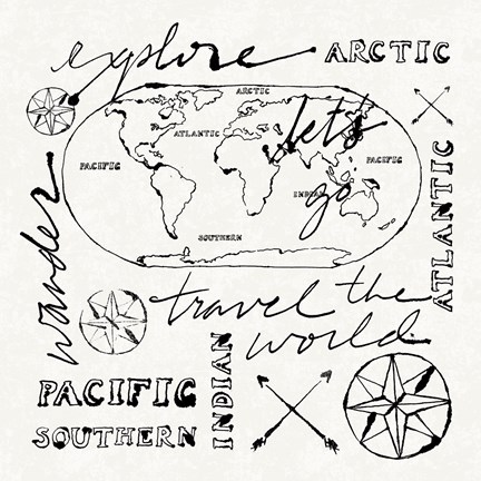 Framed Mapped Shorelines II Print