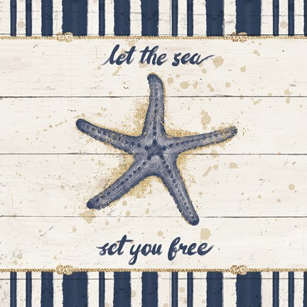 Framed Calm Seas II Gold Rope Border Print