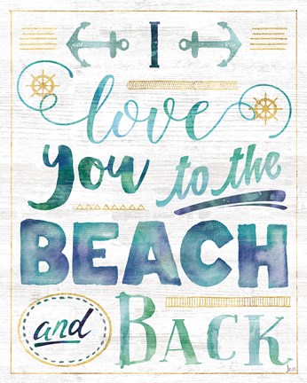 Framed Coastal Words I on Wood Print