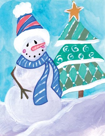 Framed Happy Snowman III Print
