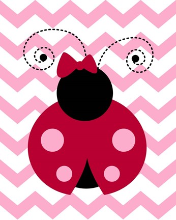 Framed Ladybug Chevron Print