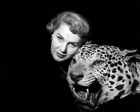 Framed 1950s Dramatic Face Shot Woman Posing Print