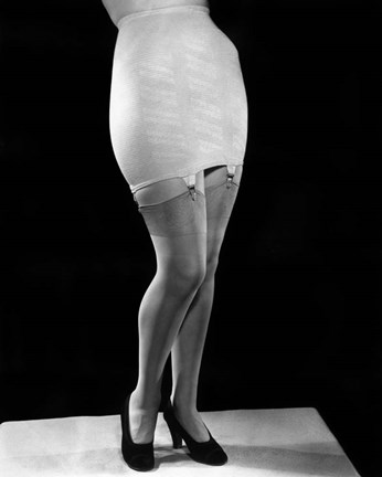 1940s Woman From Waist Down Wearing Girdle Fine Art Print by