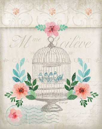 Framed French Spring Birdcage Print