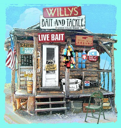 Framed Willys Bait &amp; Tackle Print