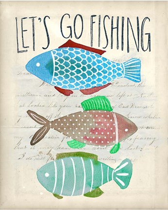 Framed Let&#39;s Go Fishing Print