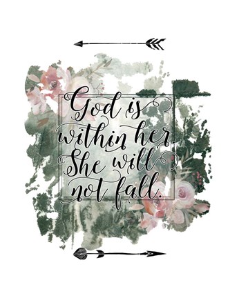 Framed God is Within Her Floral Print