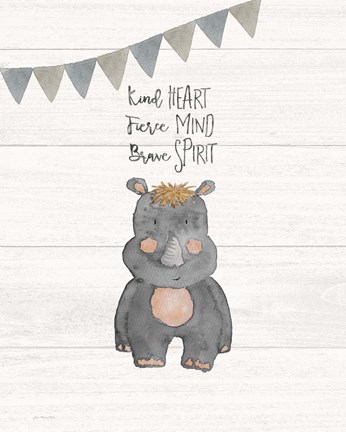 Framed Kind Heart Hippo Print