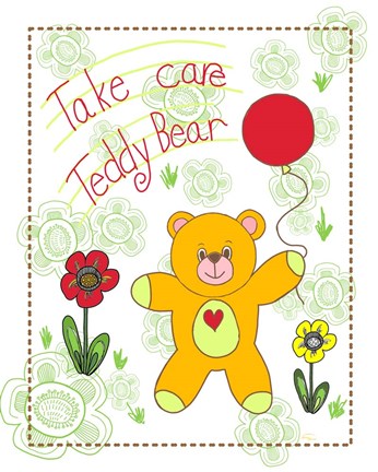 Framed Take Care Teddy Bear Print