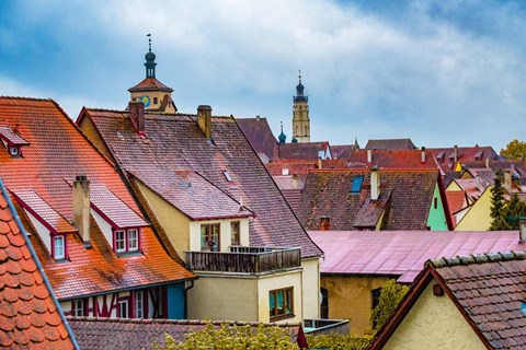 Framed Red Roofs of Rothenburg I Print