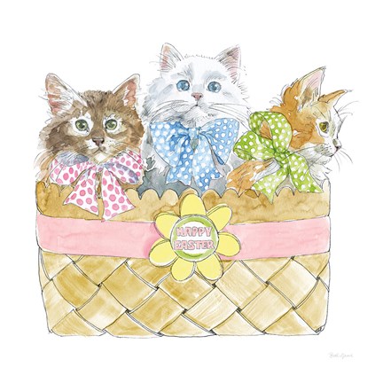 Framed Easter Kitties I Print
