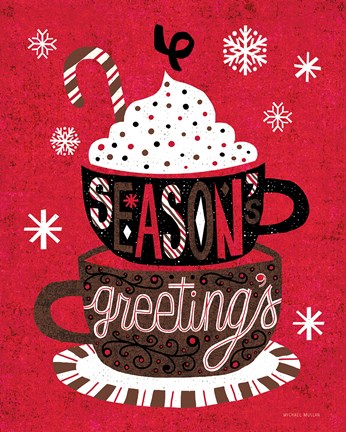 Framed Festive Holiday Cocoa Seasons Greetings Print