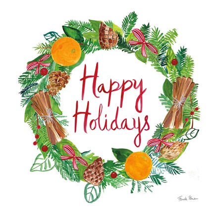 Framed Holiday Wreath II Print