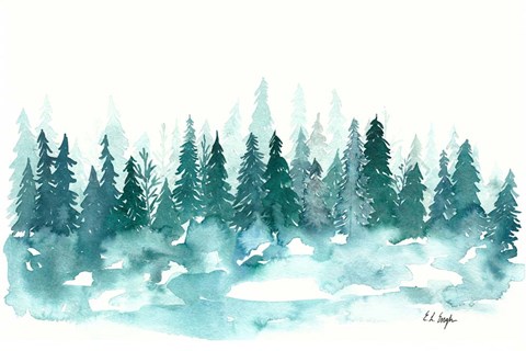 Framed Blue Winter Forest Print