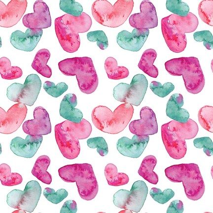Framed Pink Hearts Pattern Print