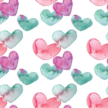 Framed Pink Hearts Pattern II Print