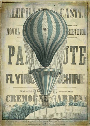 Framed Blue Hot Air Balloon Print