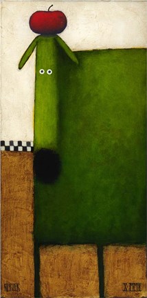 Framed Green Dog II Print