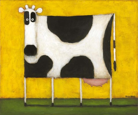 Framed Yellow Cow Print