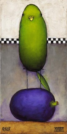 Framed Eggplant Bird Print