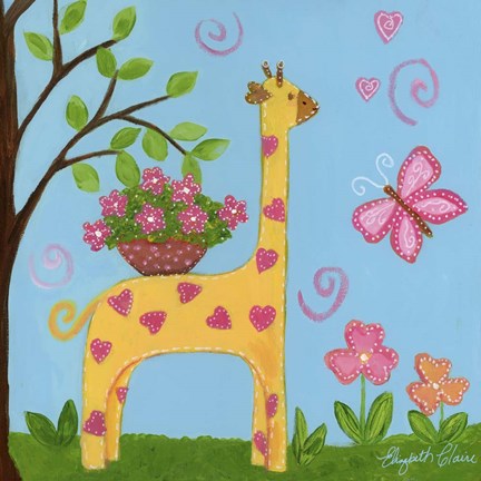 Framed Girlie Giraffe Print