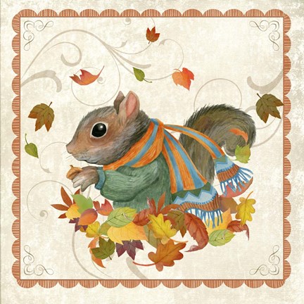Framed Fall Squirrel Print