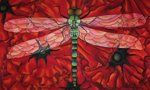 Framed Dragonfly And Poppies Print