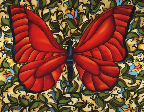 Framed Red Butterfly Print