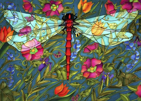 Framed Red Dragonfly Print