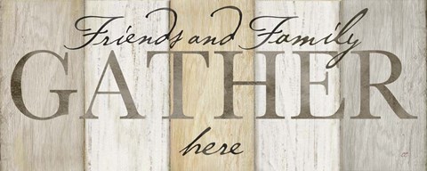 Framed Family Gather Neutral Sign Print