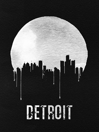 Framed Detroit Skyline Black Print