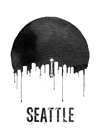 Framed Seattle Skyline White Print