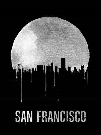 Framed San Francisco Skyline Black Print