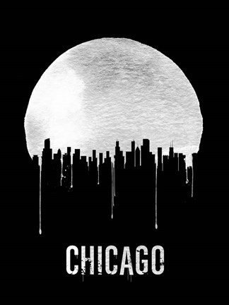 Framed Chicago Skyline Black Print