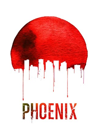 Framed Phoenix Skyline Red Print