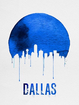 Framed Dallas Skyline Blue Print
