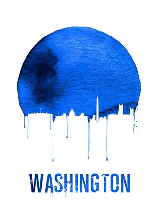 Framed Washington Skyline Blue Print
