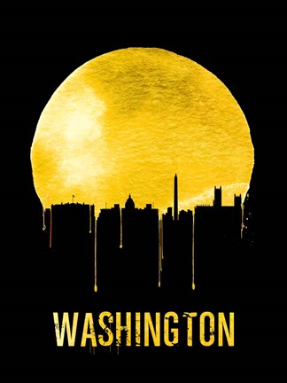 Framed Washington Skyline Yellow Print