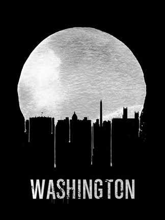 Framed Washington Skyline Black Print