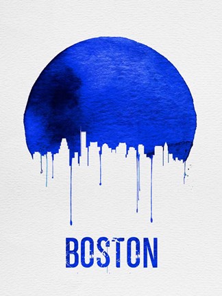 Framed Boston Skyline Blue Print