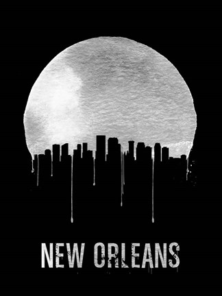 Framed New Orleans Skyline Black Print